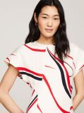 Multi Ribbon Print Fit And Flare Midi Dress  Women