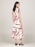 Multi Ribbon Print Fit And Flare Midi Dress  Women