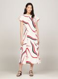 Multi Ribbon Print Fit And Flare Midi Dress  Women