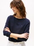 Blue Jersey Stitch Boat Neck Sweater  Women