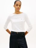 White Jersey Stitch Boat Neck Sweater  Women