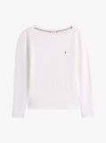 White Jersey Stitch Boat Neck Sweater  Women