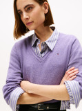 Purple Pure Wool V-Neck Jumper  Women