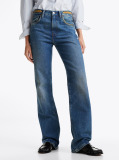 Blue High Rise Relaxed Bootcut Jeans  Women