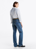 Blue High Rise Relaxed Bootcut Jeans  Women