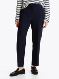 Blue Slim Fit Straight Cropped Trousers  Women