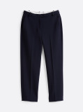 Blue Slim Fit Straight Cropped Trousers  Women