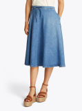 Blue Denim Midi Flared Skirt  Women