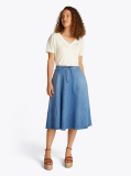 Blue Denim Midi Flared Skirt  Women