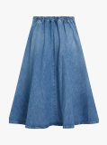 Blue Denim Midi Flared Skirt  Women