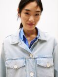 Blue Oversized Faded Denim Utility Jacket  Women