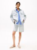 Blue Oversized Faded Denim Utility Jacket  Women