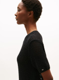 Black Pointelle Crochet Maxi Jumper Dress  Women