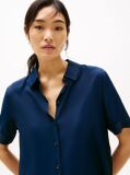 Blue Relaxed Fit Short Sleeve Shirt  Women