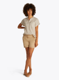 Multi Relaxed Fit Short Sleeve Linen Blouse  Women