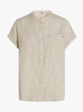 Multi Relaxed Fit Short Sleeve Linen Blouse  Women