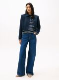Blue Gold-Tone Button Slim Jacket  Women
