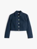 Blue Gold-Tone Button Slim Jacket  Women