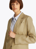 Brown Regular Fit Linen Blend Blazer  Women