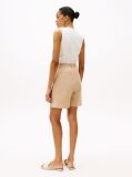 Beige Pleated Bermuda Shorts  Women