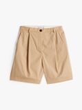 Beige Pleated Bermuda Shorts  Women