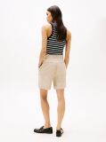 Beige Pleated Bermuda Shorts  Women