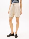 Beige Pleated Bermuda Shorts  Women