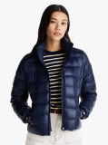Blue Lightweight Down Glossy Puffer Jacket  Women