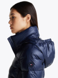 Blue Lightweight Down Glossy Puffer Jacket  Women