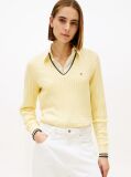 Yellow Cable Knit V-Neck Jumper  Women
