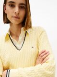 Yellow Cable Knit V-Neck Jumper  Women