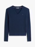 Blue Cable Knit V-Neck Jumper  Women