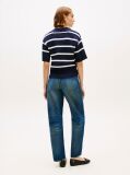 Multi Stripe Short Sleeve Polo Jumper  Women