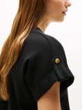 Black Gold Button Crew Neck T-Shirt  Women