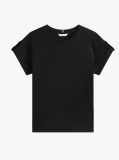 Black Gold Button Crew Neck T-Shirt  Women