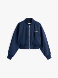 Blue Water Repellent Relaxed Short Bomber Jacket  Women