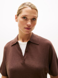 Brown Short Sleeve Polo Jumper With Silk  Women
