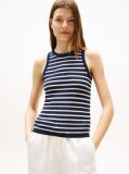 Multi Cable Knit Sleeveless Slim Jumper  Women