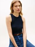 Blue Cable Knit Sleeveless Slim Jumper  Women
