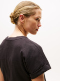 Black Textured Crew Neck T-Shirt  Women