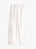 White Wide Leg Trousers With Linen  Women