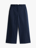 Blue Pressed Wide Leg Ankle Chinos  Women