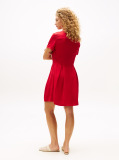 Red Gold-Tone Button Mini Shirt Dress  Women