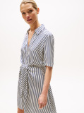 Multi Twill Short Sleeve Knot Short Dress  Women