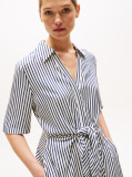 Multi Twill Short Sleeve Knot Short Dress  Women