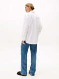 White Oversized Fit Adjustable Cuffs Poplin Shirt  Women