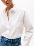 White Oversized Fit Adjustable Cuffs Poplin Shirt  Women