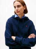 Blue Contrast Hilfiger Flag Embroidery Hoody  Women
