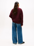 Red Logo Embroidery Relaxed Fit Sweatshirt  Women