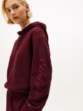 Red Logo Embroidery Drawstring Hoody  Women
